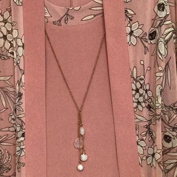 R&M Richards Sleeveless Floral Jacket Dress With Detachable Necklace, Pink, 12. - Picture 10 of 10